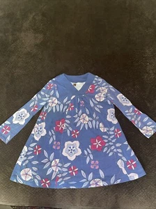 TEA Dress Poppy Floral Trapeze Girls Size 4 A-Line Cotton Long Sleeve B7 - Picture 1 of 3