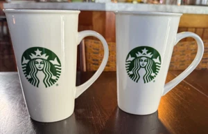 Starbucks Green Logo Siren Mermaid Tall Latte Coffee Mug 18oz 2015 Lot of 2 - Picture 1 of 5