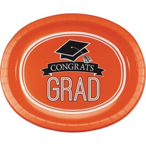 Placas de papel ovaladas Creative Converting 8 unidades School Spirit, naranja - Imagen 1 de 1