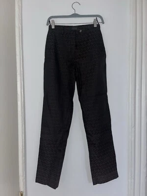 Pantalones rectos FENDI Zucca IT 40 US 4 marrón negro monograma logotipo tota Foto 1 de 4
