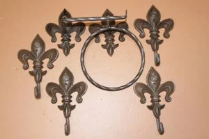 Cajun Victorian Bathroom Hardware Accessories Set Cast Iron, Southern Bath 6 - Picture 1 of 10