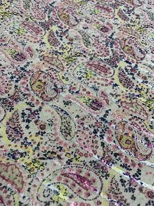 Bunter Paisley Print Chiffon Stoff 44" Kleider Kleidung Handarbeit Vintage - Bild 1 von 7