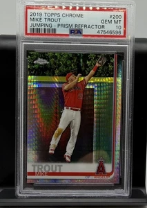 2019 Topps Chrome Mike Trout #200 Jumping Prism rifrattore PSA 10 - Foto 1 di 2