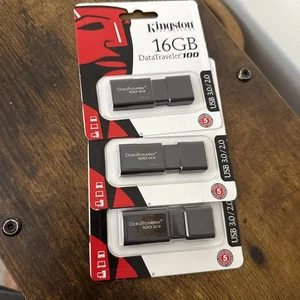 3 Kingston Data Traveler 100 USB Flash Drive 16GB 3.0/2.0 - Picture 1 of 7