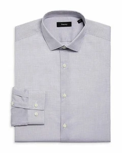 THEORY Men's Cedrick Zino Grid Dress Shirt Black K0474577-Size 15.5L - Picture 1 of 2