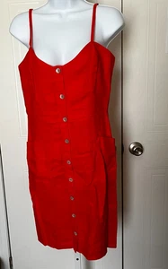 CYNTHIA ROWLEY WOMEN'S ORANGE BUTTON UP RUCHED BACK SUNDRESS SZ 8 - Picture 1 of 9