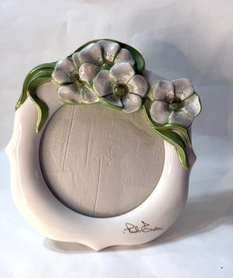 PAOLO TRAVERSI! Marco de fotos de cerámica artesanal - Diseño floral, hecho en Italia. Foto 1 de 4