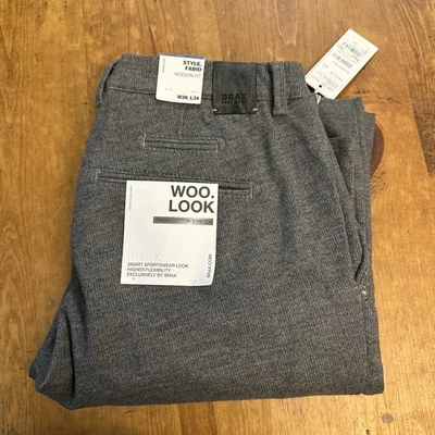 Pantalones de vestir Brax para hombre 36x34 Woo.Look Fabio calce moderno elásticos grises Foto 1 de 4