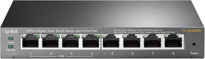 TP-Link TL-SG108PE V3 8 Port Gigabit PoE Switch Easy Smart Managed Gray Fanless - Image 1 of 4