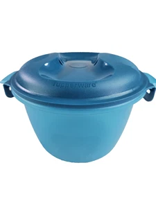 Tupperware Mikrowelle Reismaschine Dampfgarer Kocher 3-teiliges Set blau grün 6451B - Bild 1 von 12