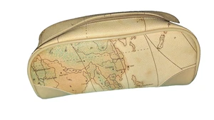 WELTKARTE REISE SCHMINKTASCHE MIT REISSVERSCHLUSS HELLBRAUN GUTER ZUSTAND 9" x 3,5" x 4" schwer zu finden - Bild 1 von 5