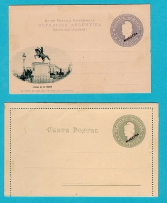 ARGENTINA Tarjeta Postal Ilustrada + Hoja Carta con Sobreimpresión MUESTRA Foto 1 de 2