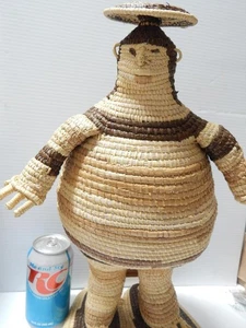 RARA + FIGURINA CESTINO VINTAGE WOUNAAN INDIAN 17"t forma antropomorfa - come nuova! - Foto 1 di 11