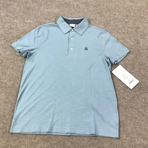 Camisa polo Brooks Brothers para hombre mediana azul cuello extendido jersey flaco tejido con logotipo - Imagen 1 de 9