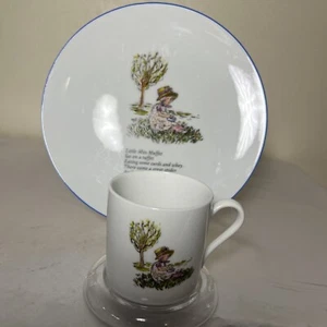 Vintage Children’s Cup And Plate Nursery Rhyme Little Miss Muffet Porcelain - Picture 1 of 11