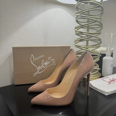 Christian Louboutin Pigalle Follies 100 Patent Nude 42 - Image 1 of 4