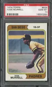 1974 TOPPS #628 IVAN MURRELL PSA 10 PADRES *B74658 - Picture 1 of 2