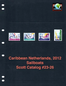 1/3 off $8.50 Scott Value - 2012 CARIBBEAN NETHERLANDS Sailboats CV MNH NH UMM - Picture 1 of 4