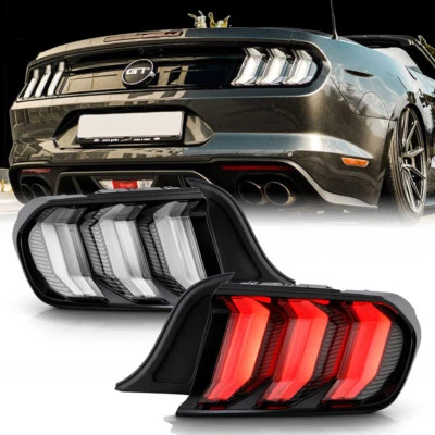 2015-2023 Ford Mustang Euro Clear LED Sequential Tube Tail Lights Brake Lamps - Image 1 of 4