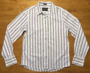 Hollister Men's White, Pink, Green & Blue Striped Long Sleeve Dress Shirt Large - Picture 1 of 12