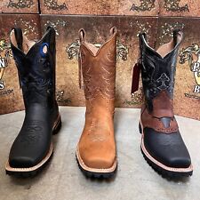 MEN'S SQUARE TOE BOOTS WESTERN COWBOY CRAZY LEATHER TRACTOR SOLE MULTICOLOR BOTA