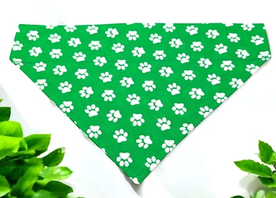 St Patricks Day Dog Bandana Over the Collar Bandanna Bandanas Paw Prints Print - Image 1 of 4