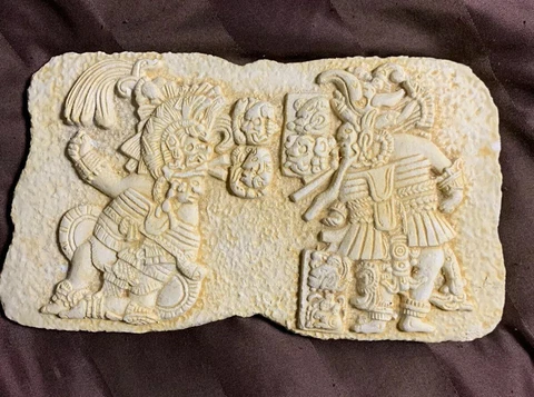 Mayan Ballplayers Plaque Renato Dorfman Galeria Mexican Art Tile VTG Aztec Rare Cover