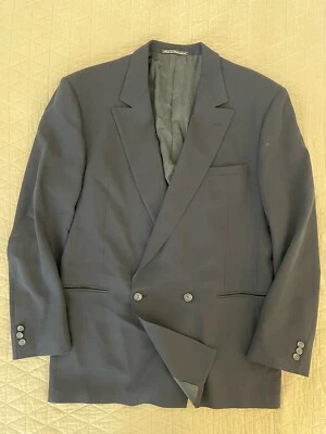 V2 by GIANNI VERSACE Vintage Double Breasted Navy Wool Blazer Size 42 R - Image 1 of 4