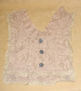 Ladies Victorian Mushroom Brown Lace Insert or Bib w/ Cut Steel Buttons - Picture 1 of 5