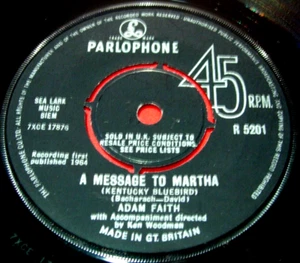 Adam Faith A Message To Martha 7" UK ORIG 1964 Parlophone R 5201 VINYL - Picture 1 of 4