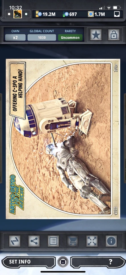 Topps Star Wars Digital Card Trader White R2-D2 To The Rescue Helping Hand Award - Image 1 of 1