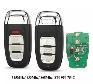 Fits Audi 315MHz/433MHZ/868MHZ 8T0959754C Complete Transponder Remote Key - Picture 1 of 3