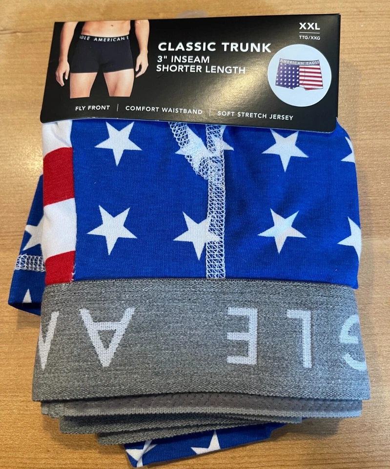 American Eagle Clásico Baúl Ropa Interior Estrellas Rayas 3" Entrepierna Nuevo con Etiquetas Bandera 2XL Foto 1 de 1