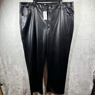 Bar III  Womens Pant NEW Size Plus 24W Black Faux Leather Stretch Pockets Zipper - Image 1 of 4