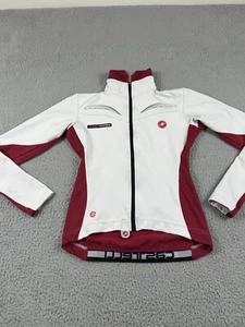 Castelli Jacket Womens S White Red Rosso Corsa Gore Windstopper Full Zip Cycling - Picture 1 of 18