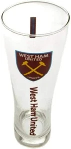 West Ham Glas Wortmarke Slim Tall Pint Glas Bierglas offiziell lizenziert Geschenk - Bild 1 von 4