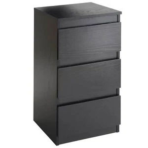 Mesita de noche negra con 3 cajones para guardar muebles mesita de noche dormitorio mesa auxiliar - Imagen 1 de 1