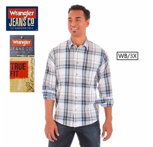 WRANGLER JEANS NEU True Fit Langarm Baumwolle geknöpftes Hemd Big 3XL QCO - Bild 1 von 7