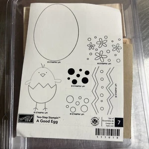 Stampin Up A Good Egg 7 Piece Rubber Stamp Kit Unmounted Two Step Stamps Easter - Picture 1 of 7