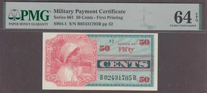 US MPC Military Payment Certificate 50 Cents Note Series 661 PMG 64 EPQ - Picture 1 of 2
