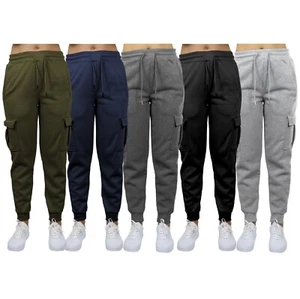 Women Heavyweight Fleece-Lined Cargo Jogger Sweatpants (Size:S-2XL)FREE SHIP NEW - Picture 1 of 22