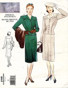 VOGUE Diseño Original 1944 Misses' Top & Falda Patrón 2198 16 SIN CORTAR - Imagen 1 de 2
