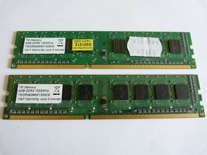 2x 4GB TM Memory TMDR34096M1333C9 8GB 1333MHz DDR3 RAM PC-10600U PC RAM Kit - Bild 1 von 2