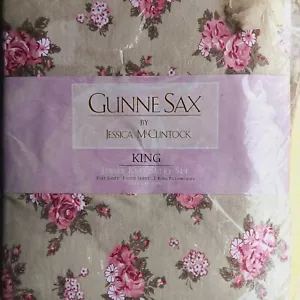 Vintage Jessica McClintock Gunn Sax King bedding sheet set 100% Cotton Floral - Picture 1 of 4