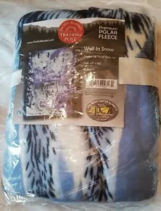 NEW! Native Pacific Blanket & Trading Company Fleece Throw 60"x80" Wolf In Snow - Picture 1 of 3
