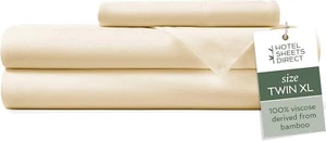 New Hotel Sheets Direct 4 Piece Bed Sheet Set Twin XL Creme Bamboo Fast Shipping - Picture 1 of 9