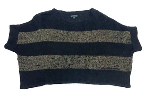 Express Black and Gold Crop Top Fuzzy Sweater Size S Women's - Picture 1 of 7