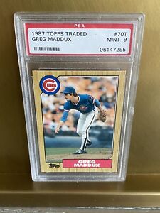 1987 TOPPS TRADED GREG MADDUX ROOKIE PSA 9 MINT #70T CHICAGO CUBS ATLANTA BRAVES