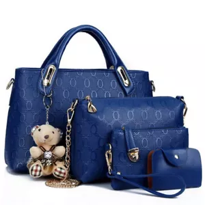 4 PCs Ladies PU Leather Bags Messenger Shoulder Bags Women Tote Satchel Purse - Picture 1 of 40