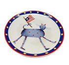 RARE Assiette chat tissu Jo-Ann momie Debbie rouge blanc et bleu drapeau américain patriotique